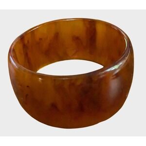 Vintage Brown Bangle Bracelet Tortoise Lucite Wide Chunky Retro Statement